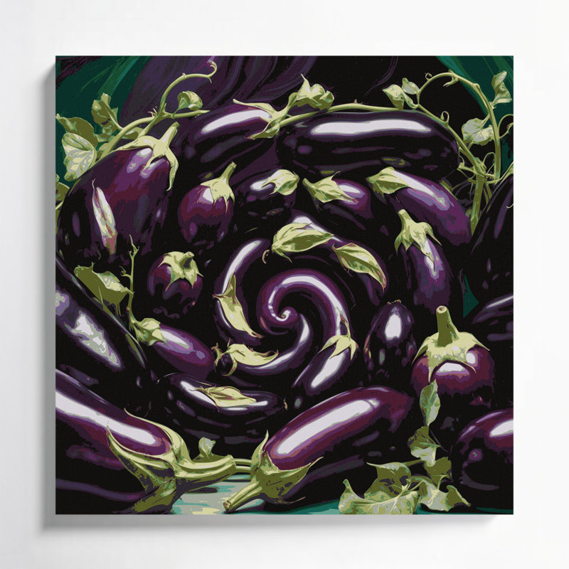 Légumes, aubergine, globe, toile mauve, art mural, H 12 po x l 12 po