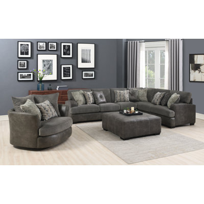 Ensemble modulaire rembourré 5 pièces avec fauteuil pivotant et repose-pieds Eastep