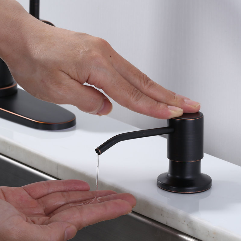 Distributeur de savon pour évier de cuisine en chrome poli, Bronze huilé