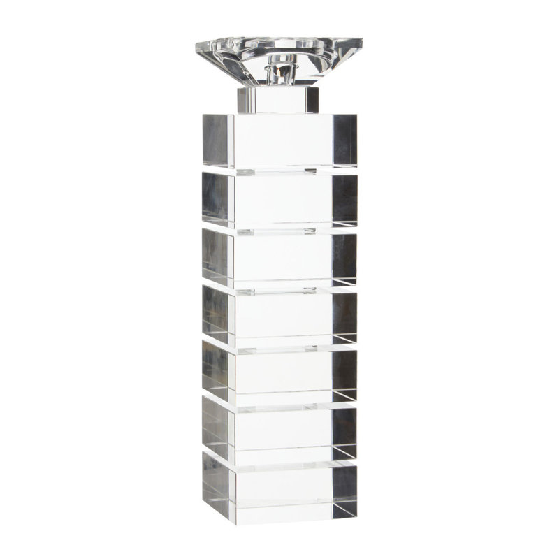 Glass Tabletop Tealight Holder, Clear, 38cm H x 10cm W x 10cm D