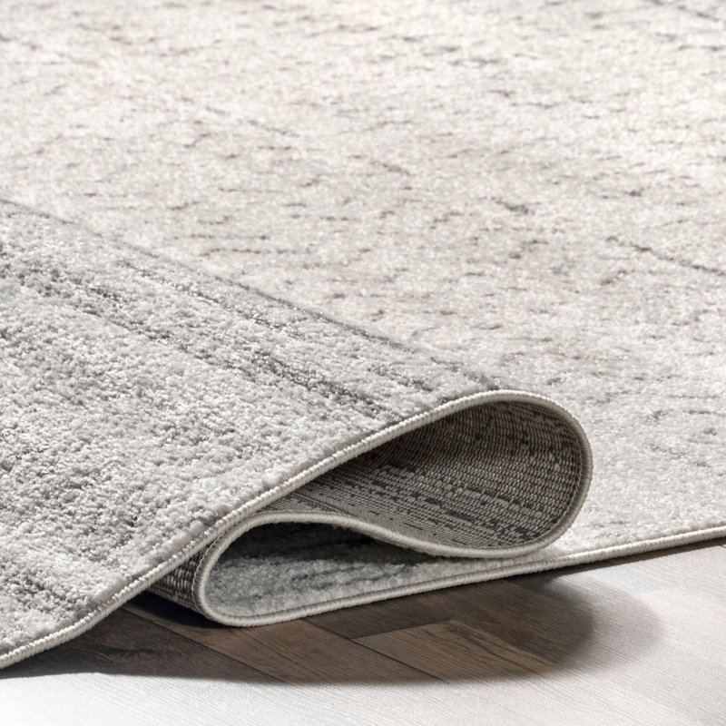 Tapis à motif rayé Jacore pour le salon, la chambre à coucher, la salle à manger et la cuisine, gris / blanc cassé