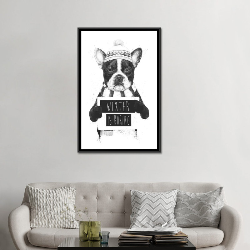 « winter is ennuyeuse », impression sur toile tendue, H 26 po x l 18 po x P 1,5 po, Pas de tapis, Toile avec cadre noir