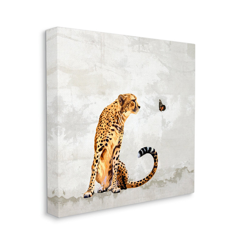 «Cheetah and Butterfly Abstract Nature» par Karen Smith, impression sur toile tendue, H 36 po x l 36 po x P 1,5 po