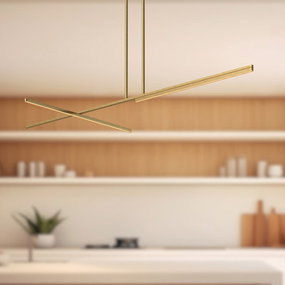 Luminaire suspendu linéaire moderne à 1 lumière pour îlot de cuisine Shift