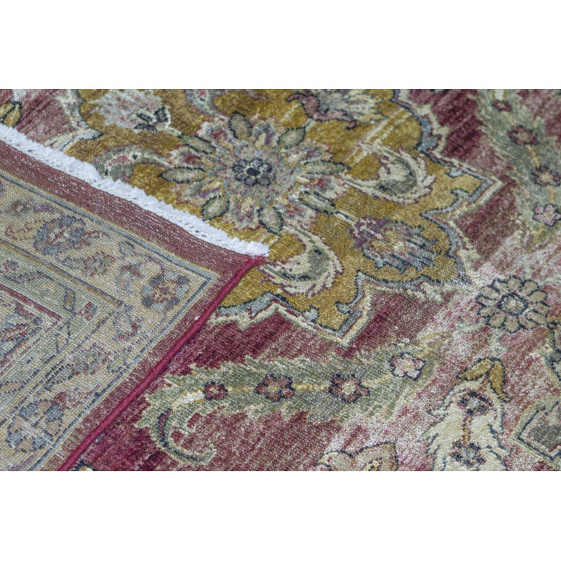 Hand-Knotted High-Quality Red and Black Area Rug