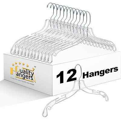Ensemble de 12 cintres de qualité - cintres en cristal pour vêtements - ensemble de cintres en plastique durable - cintres invisibles pour costumes - cintres robustes - cintres anti-dérapants