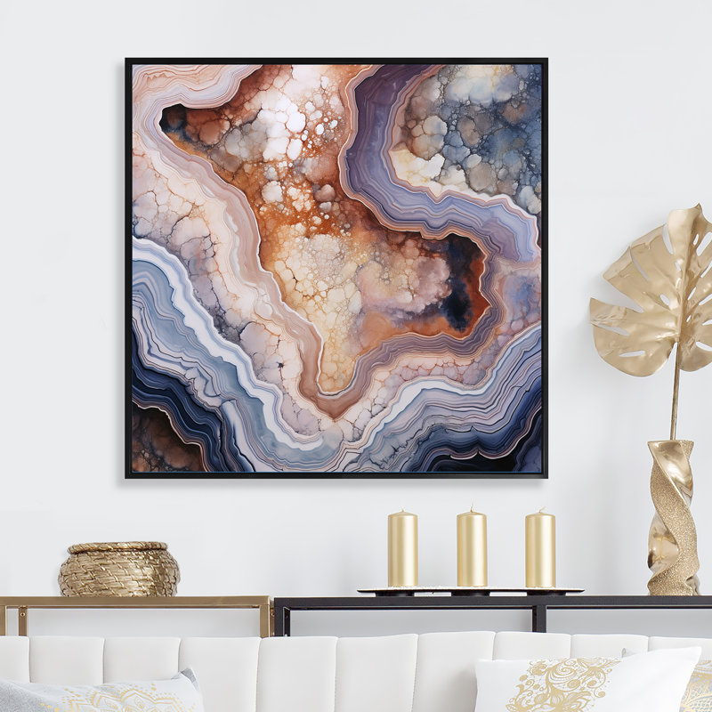 Stone Geode Scenery Minimalisme II, reproduction d'art sur toile, H 36 po x l 36 po x P 1,5 po, Cadre flottant noir