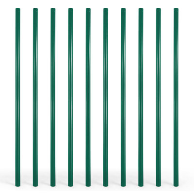 7 FT Green Chain Link Fence Terminal Post, Terminal Post with 2-3/8” Outside Diameter, Chain Link Fence Parts, Hardware, Accessories, Pack of 10