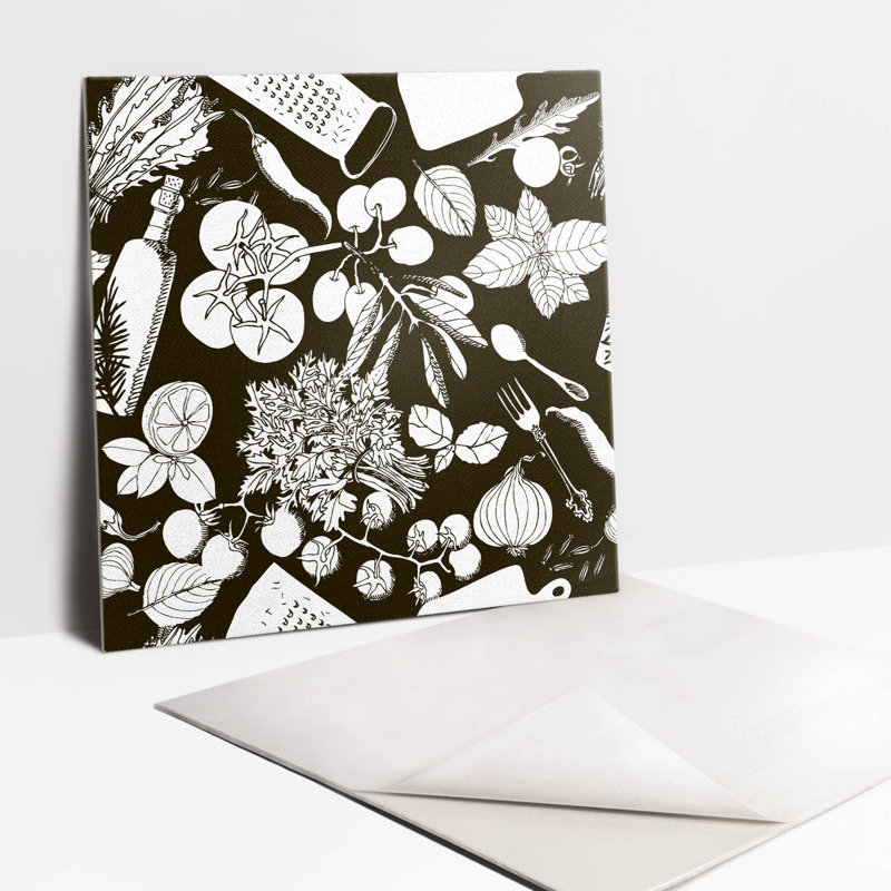 Charna 30 x 30 cm PVC Singular Tile in Black/White