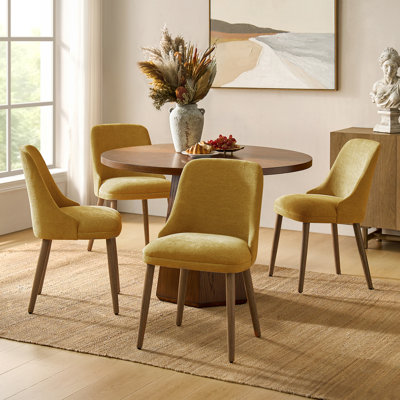 Kanalu 19.25" W Modern Upholstered Dining Chair Set with Solid Wood Legs