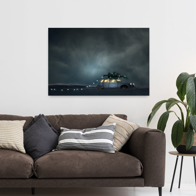 «Magical Christmas Drive Classic Dreamy Mystical Christmas Tree Winter Landscape», reproduction d'art mural, 32" H x 48" W
