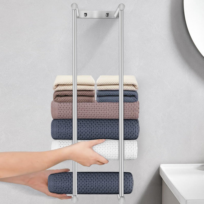 Tishkevich 2 Wall Mounted Required Towel Rack, Silver