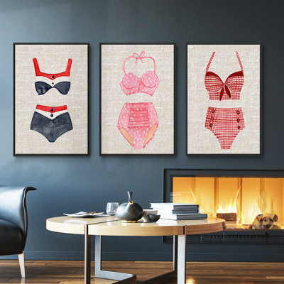 " Vintage Swimming I " 3 - Pieces