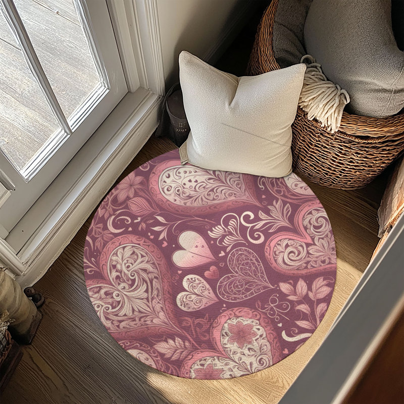 Tapis tressé cœur-rose, Rond 5 pi