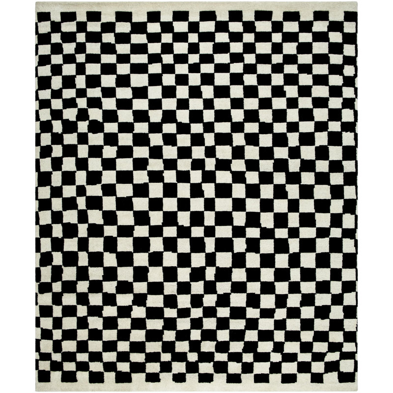 Damier Wool Patchwork Area Rug, Rectangle 8' x 10'