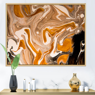 " Brown Wave With Black And White Blotches " Painting Print
