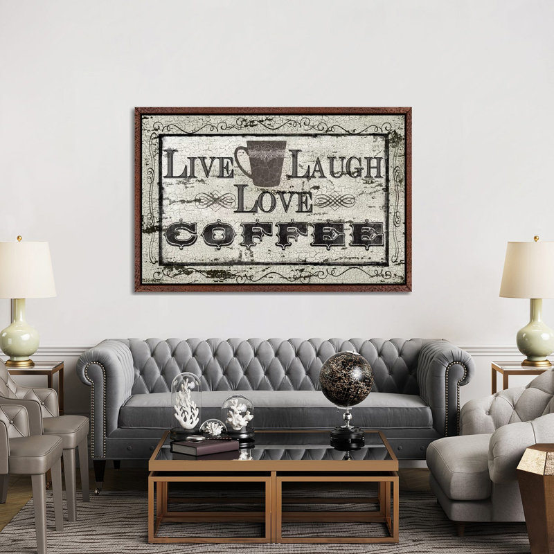 Live, Laugh, Love, Coffee by Carol Robinson - Print on Canvas, Brown Framed, 152.5 cm H x 101.5 cm W