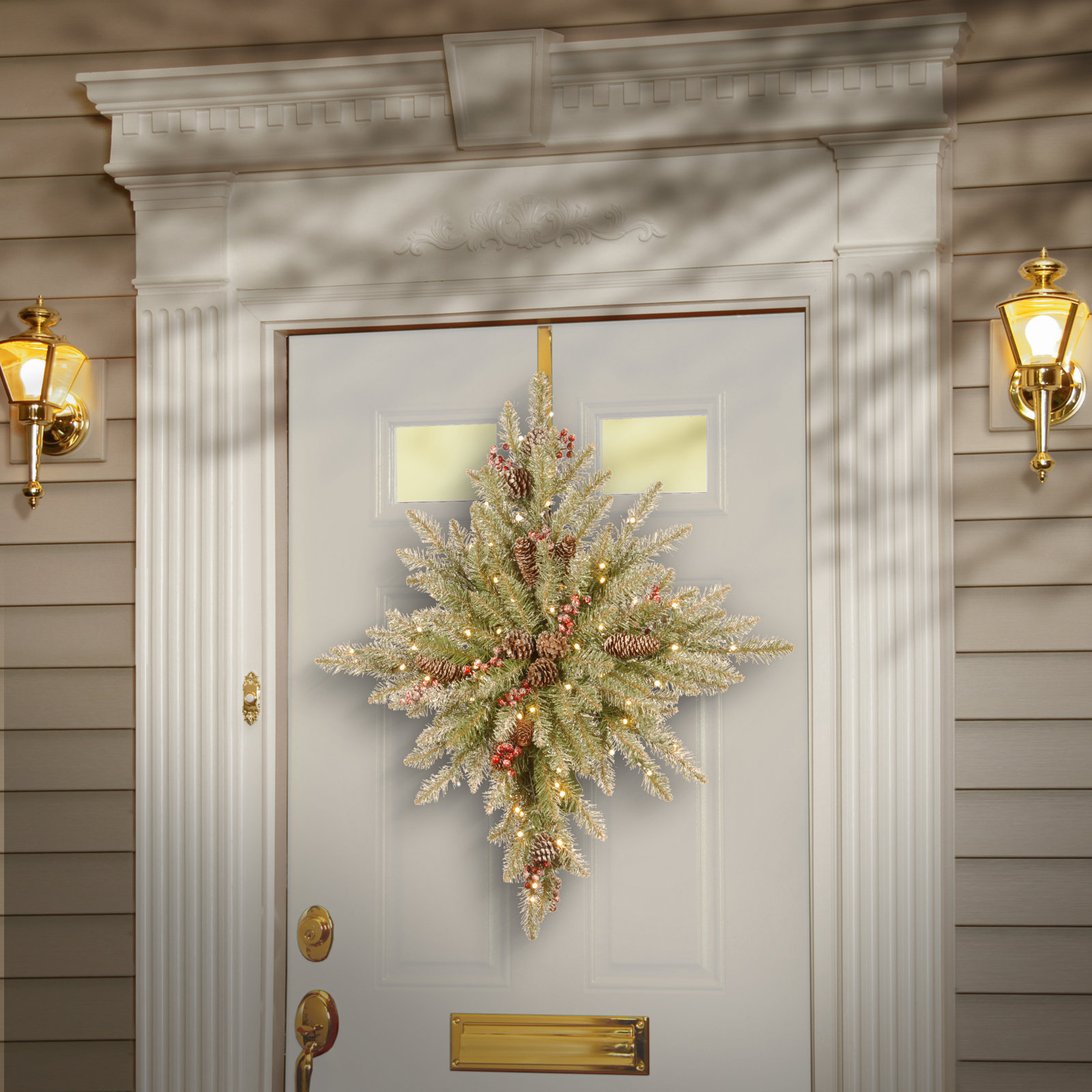 32" Frosted Pre-Lit Berry Christmas Swag