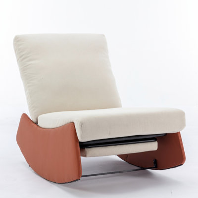 Comfy Rocker Chair With Footrest - Modern And Relaxing, Orange Accent Rocking Large Cushion For Comfort