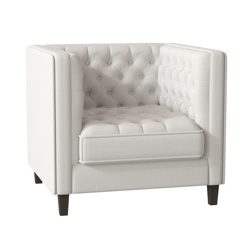 Jess Tufted Armchair, Bella Black Performance Velvet, Brown Mahogany