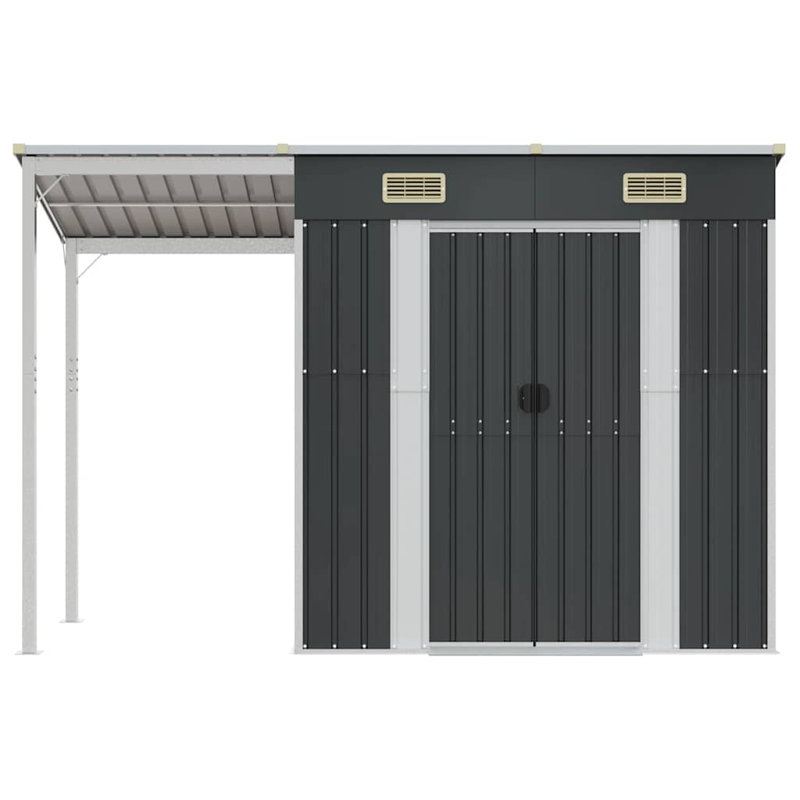 vidaXL Garden Shed Anthracite Galvanized steel, plastic Large, Anthracite