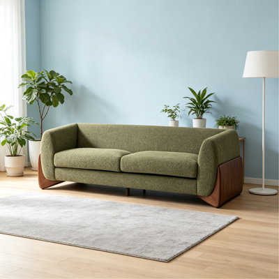 82Inches Boucle Sherpa Sofa -Olive Green