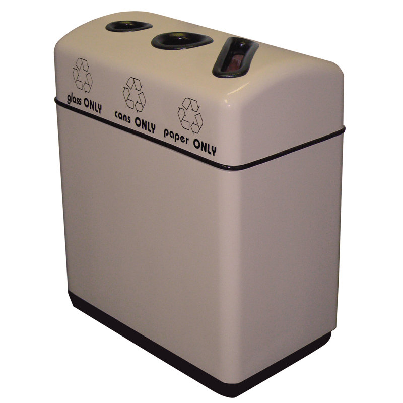 Casier de recyclage multi-compartiments 48 gallons Fiberglass Recycling, Blanc pur