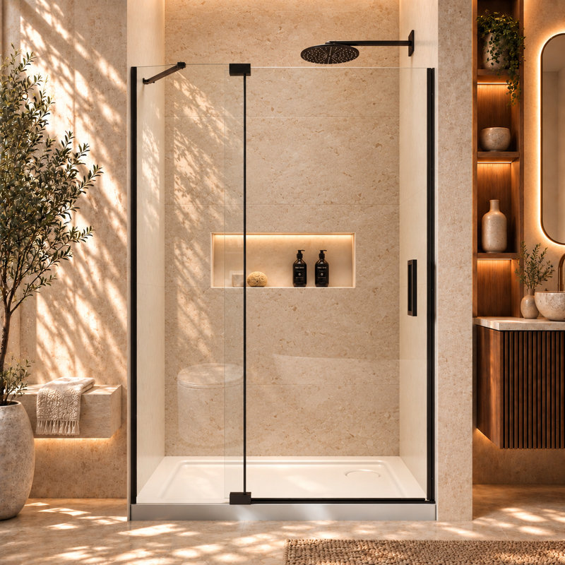 Pivot Frameless Shower Door with Glass