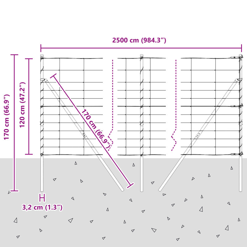 Vidaxl Field Fence Galvanised Steel, 120cm H x 2500cm W