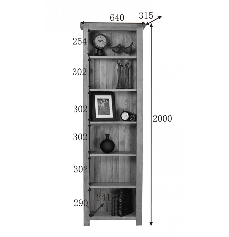 200cm H Solid Wood Standard Bookcase, 200cm H x 64cm W x 31.5cm D