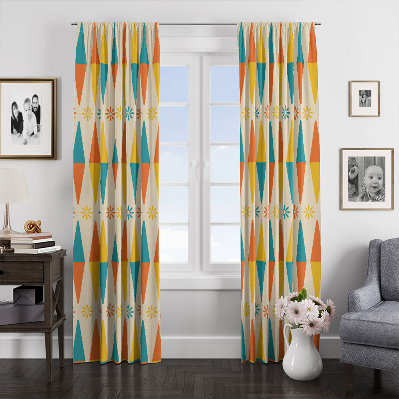Paire de rideaux semi-transparents Mid-Century, L 40 po x L 82 po