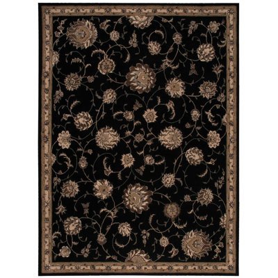 Serenade Oriental Area Rug in Black/Beige