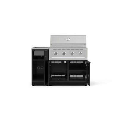 Ensemble d'armoires extérieures en aluminium 3 pièces avec évier, gril et barbecue au gaz naturel 36 po