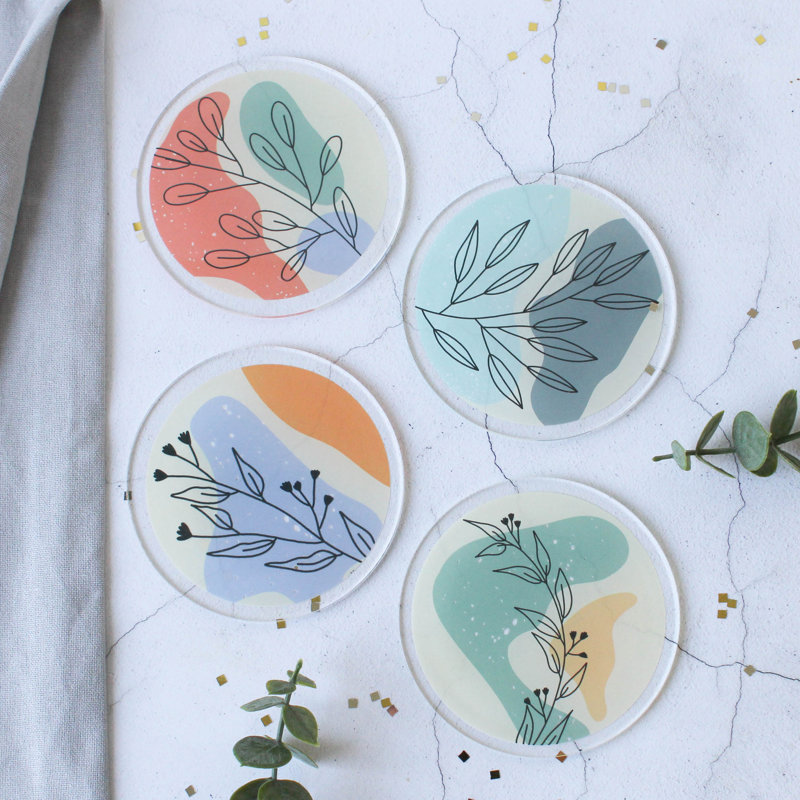 Acrylic Round 4 Piece Coaster Set