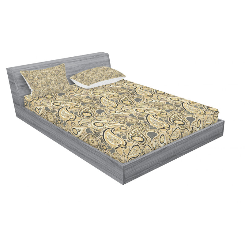 Microfiber Paisley Sheet Set, Paisley 2, Queen Sheet Set with 2 Pillowcases