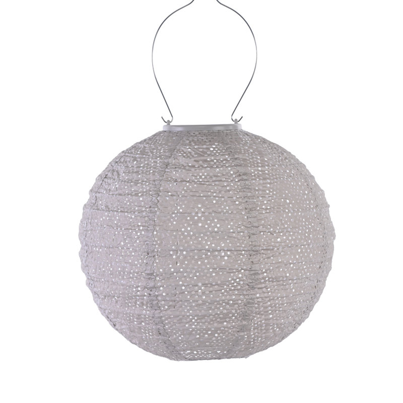 17.4'' Battery Powered Integrated LED Outdoor Lantern, Light Taupe