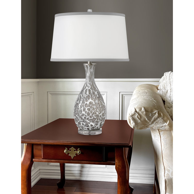 Lampe de table en verre gris et blanc 30 po Ragno
