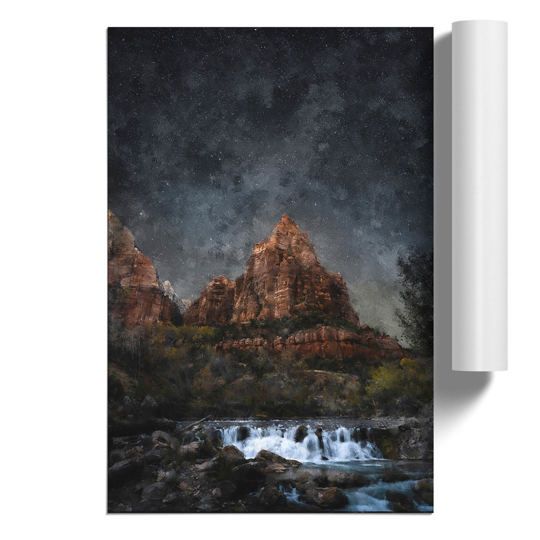 Stars Above Zion National Park in Utah Painting - Frameless Print