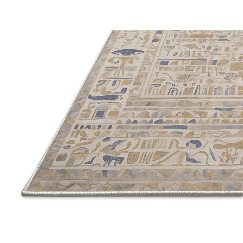 Tapis beige soyeux et moelleux, Rectangle 7 pi x 9 pi