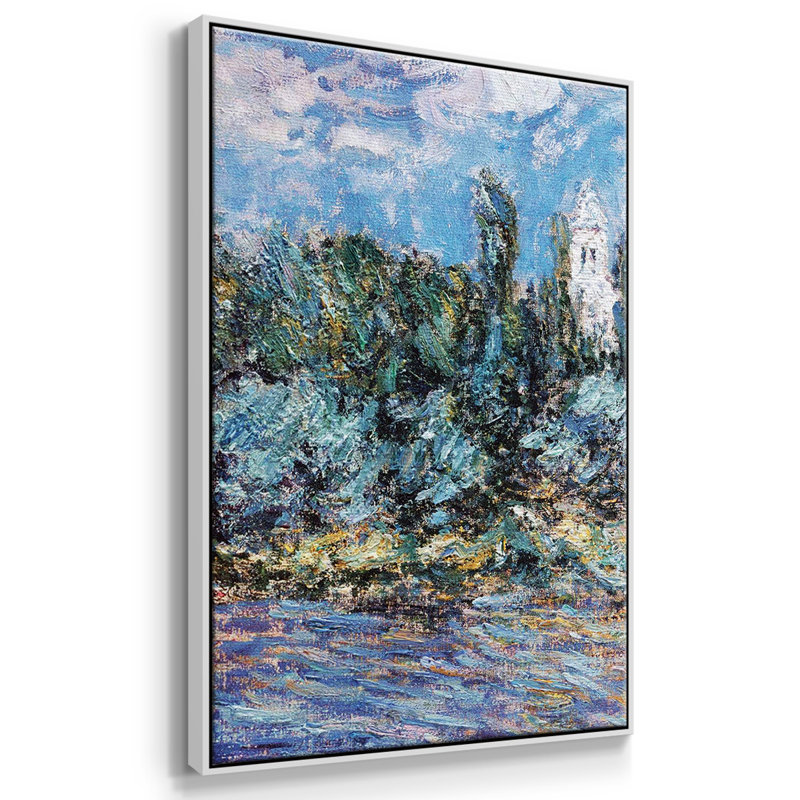 Paysage avec orage, ensemble de 3 toiles encadrées, Cadre blanc, H 36 po x l 75 po x P 2 po