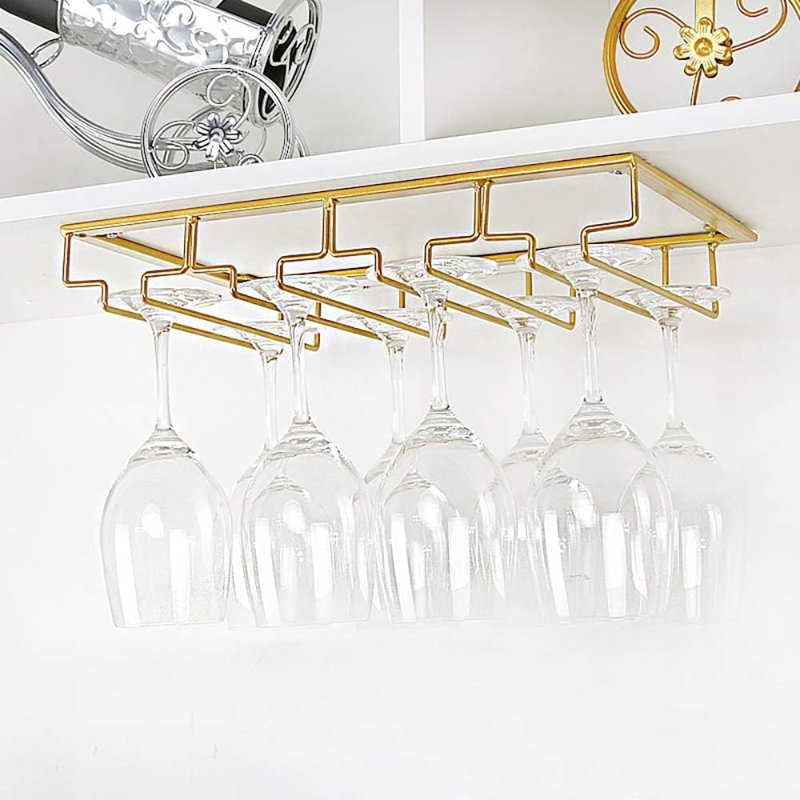 Cabinet/Enclosed Storage Wine Glass Rack Gold