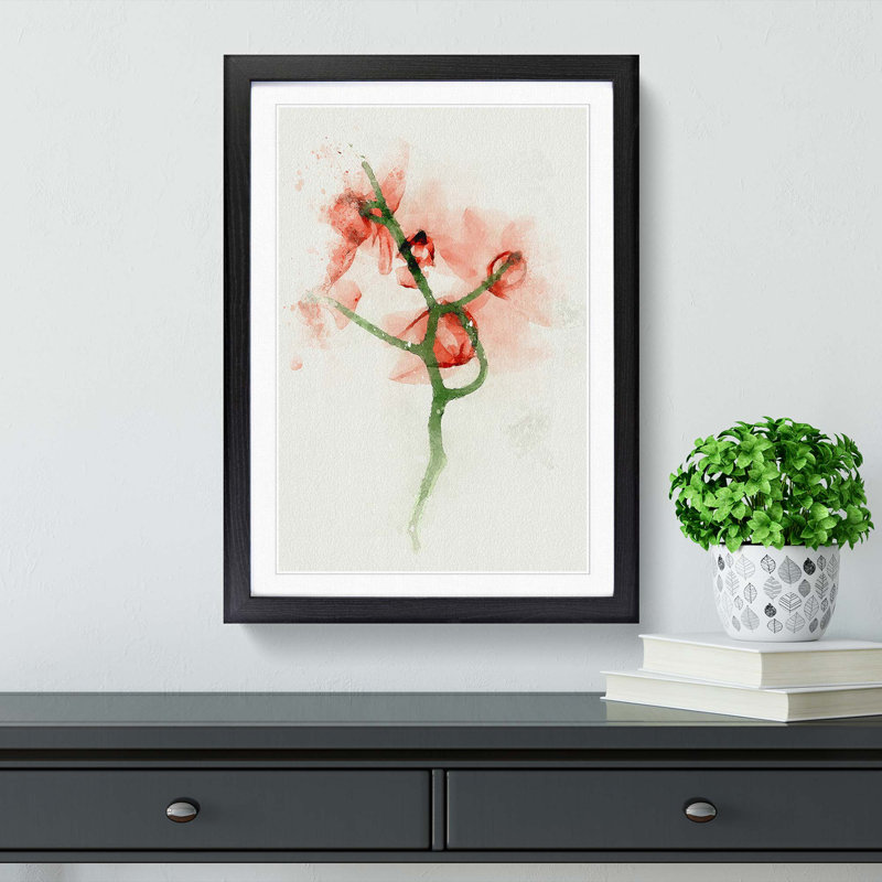 Pink Orchid Flower Abstract - Framed Print, 76cm H x 50cm W x 2cm D, Black