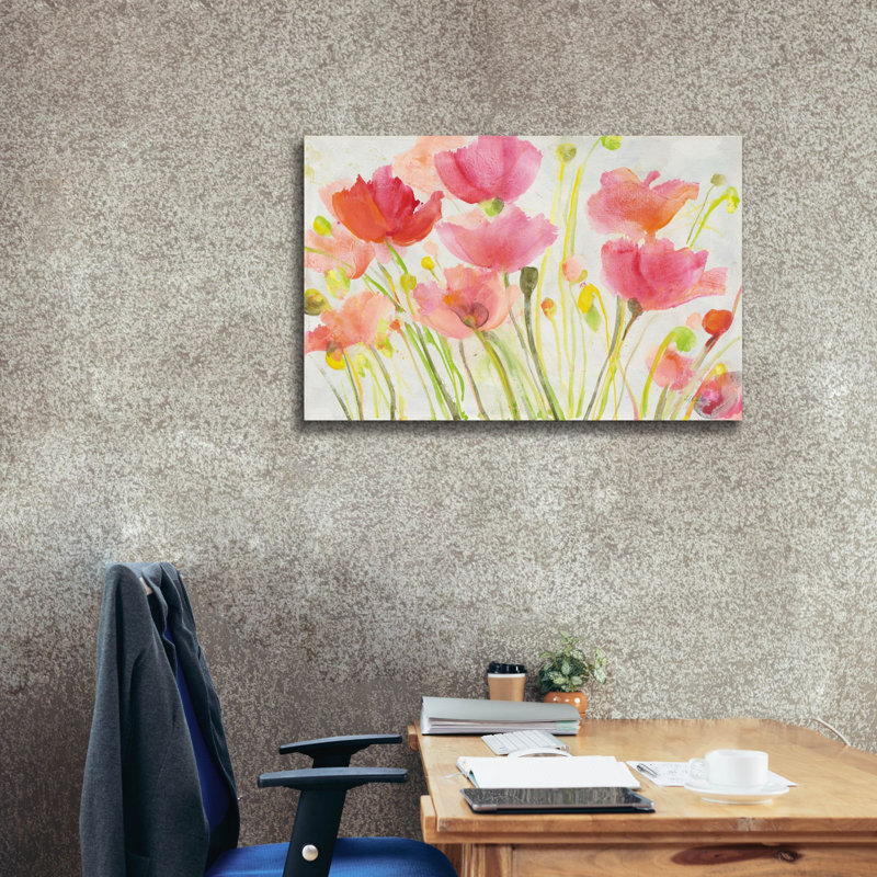 «Fluorescent Poppies» par Albena Hristova, art mural sur toile, 40 po x 26 po
