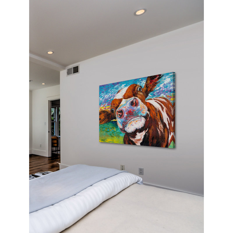 Curious Cow I - reproduction sur toile, H 40 po x l 60 po x p 1,5 po