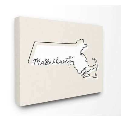 " Massachusetts Home State Map Neutral Design "
