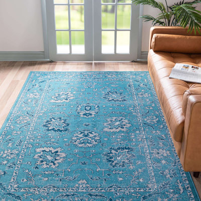  Tapis floral bleu