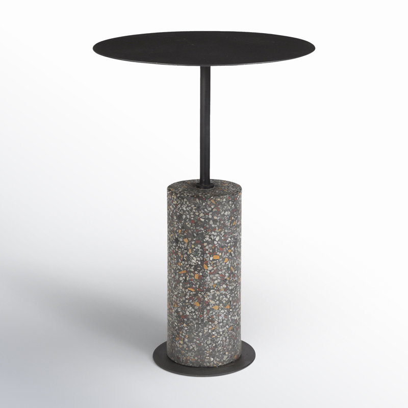 Keefe Iron Top End Table, Gray, Black