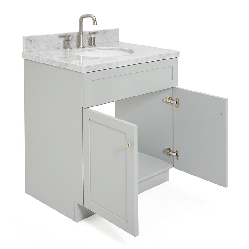 Abell 31'' Single Bathroom Vanity with Carrara Marble Top, Gray