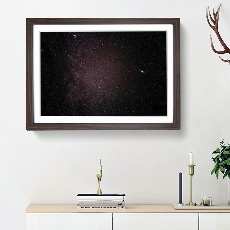 Starry Sky in Pink in Abstract - Picture Frame Graphic Art Print, Walnut Framed, 48cm H x 65cm W x 2cm D
