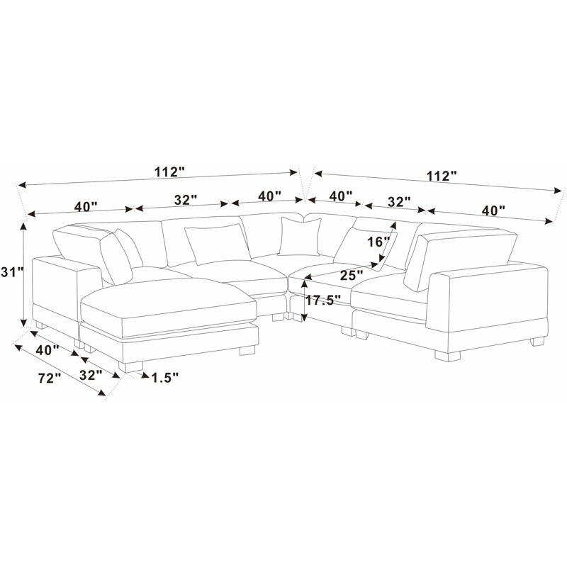 Middale Modular Sectional, Dark Green Corduroy